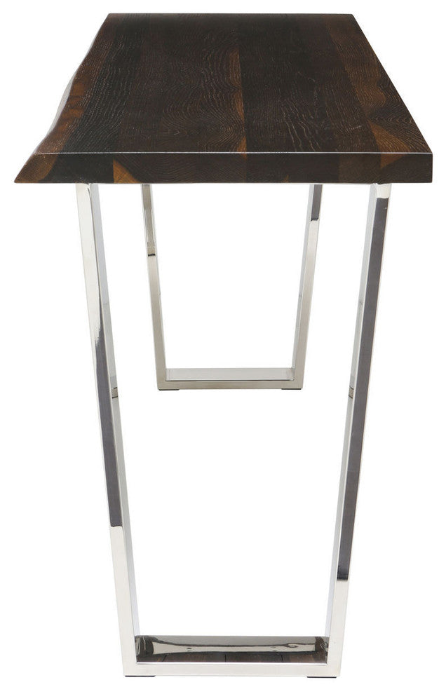 Versailles Console, Top: Seared Oak, Base: Stainless