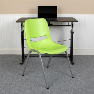 HERCULES Series 880 lb. Capacity Green Ergonomic Shell Stack Chair with Gray...