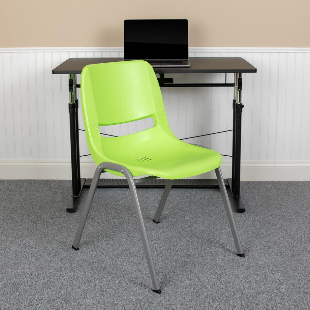 HERCULES Series 880 lb. Capacity Green Ergonomic Shell Stack Chair with Gray...