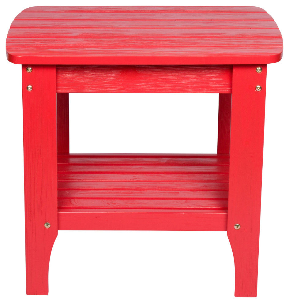 Shine Co. Cedar Wood Hydro-Tex Adirondack Square Corner Table Cherry Red 4113CR