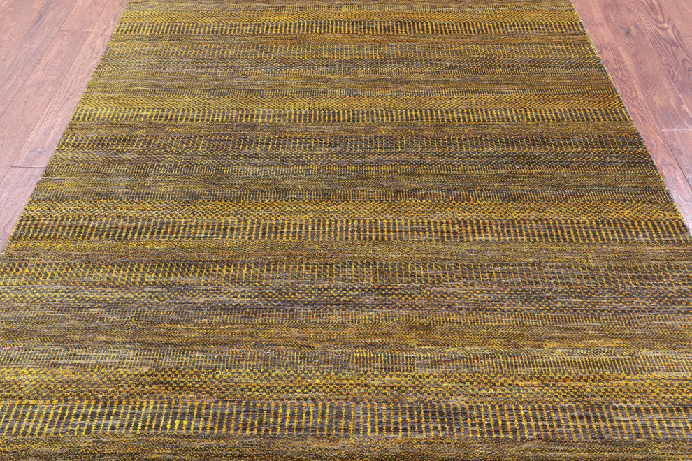 6' 1" X 9' 1" Super Savannah Gabbeh Wool and Silk Hand-Knotted Rug Q11910