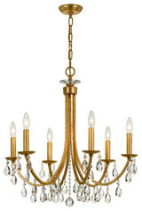 Crystorama 8826-GA-CL-MWP, 6-Light Chandelier, Antique Gold