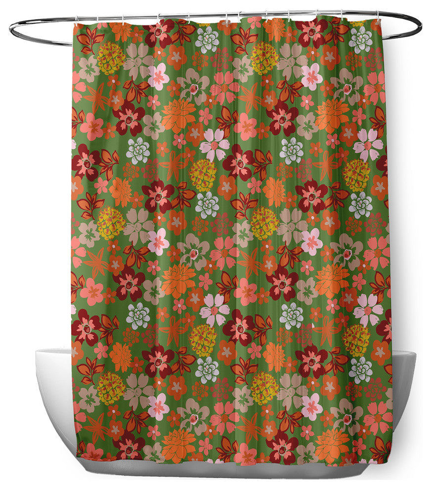 70"Wx73"L Succulent Garden Shower Curtain, Scallion