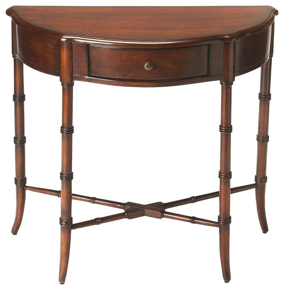 Butler Skilling Driftwood Demilune Console Table, Dark Brown