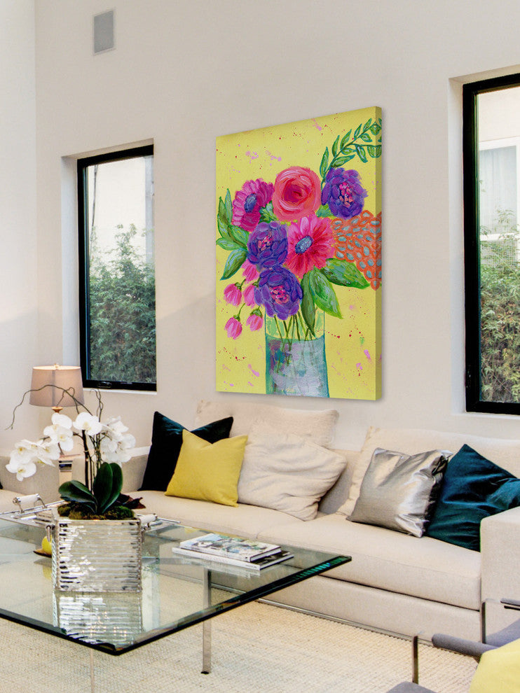 "Hello Yellow" Painting Print on Wrapped Canvas, 12"x18"