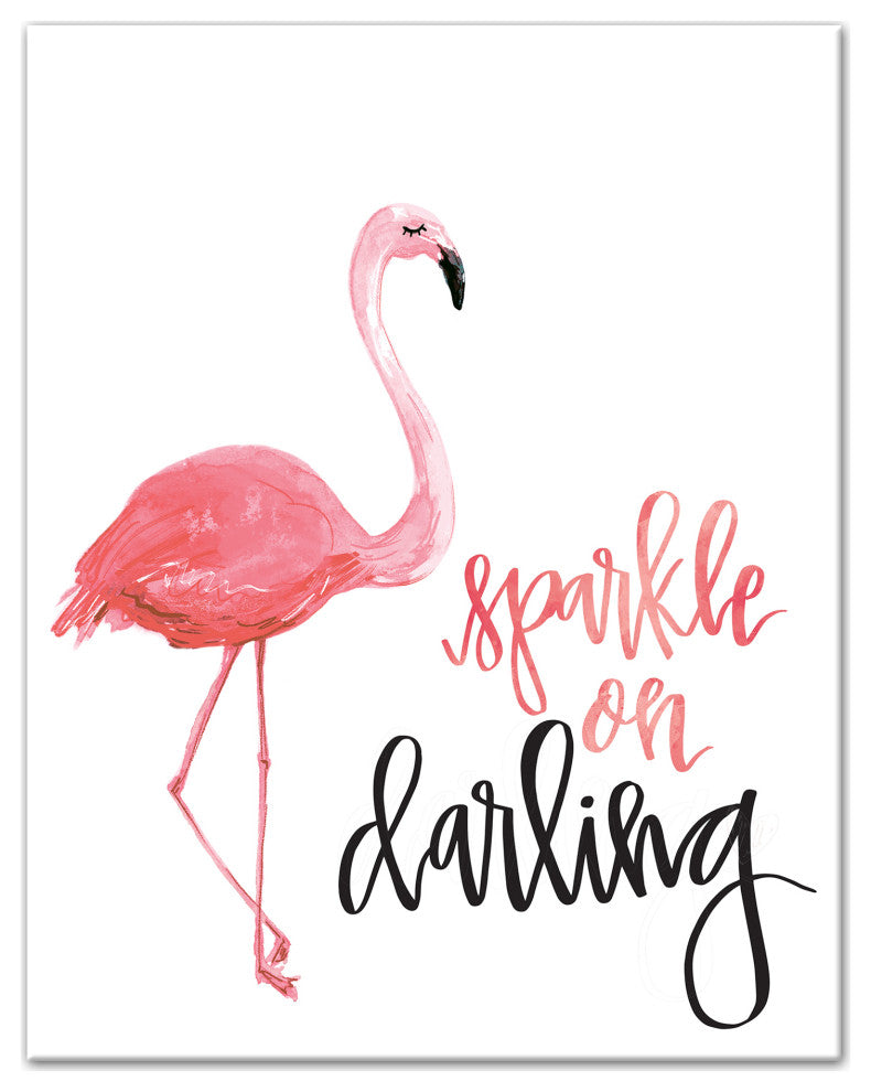Flamingo Sparkle On Darling 11x14 Canvas Wall Art