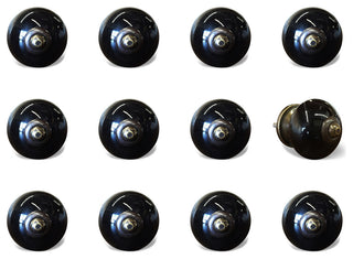 Knob-It Vintage Handpainted Ceramic Knobs, Set of 12, Blue/White/Turquoise
