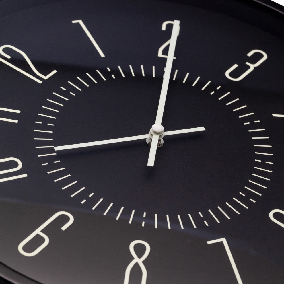 NeXtime Luminous Metal and Glass Wall Clock, Black