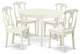 Boke5-Lwh-W, 5-Piece Round 42" Table and 4 Panel Back Chairs