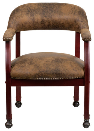 Bomber Jacket Brown Luxurious Conference Chair with Accent Nail Trim and Casters
