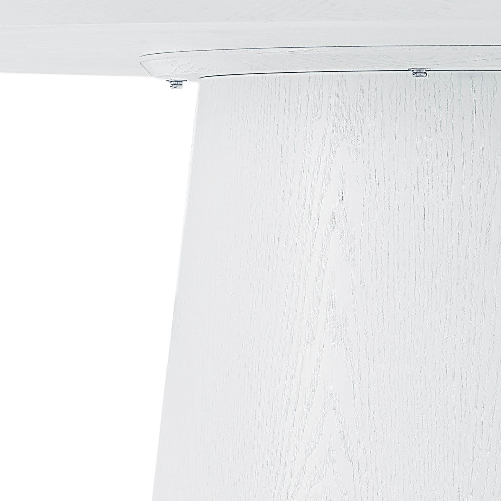 Pauline White Ash 62" Round Dining Table - White