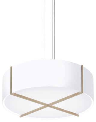 Plura 46" Pendant, White Washed Oak, Frosted Polymer, GU, 24 Socket