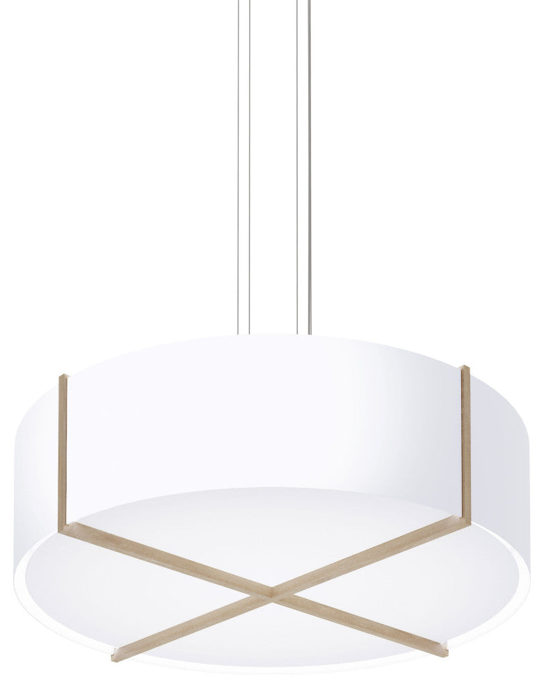 Plura 46" Pendant, White Washed Oak, Frosted Polymer, GU, 24 Socket