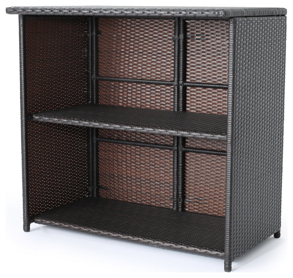GDF Studio Oneida Outdoor Multibrown Wicker Bar Island Set
