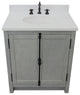 30" Single Vanity, Gray Ash, White Engineered Stone Top, Oval Sink