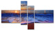 Blue Waves on Sandy Beach, Seashore Canvas Art Print, 60"x32", 4 panels