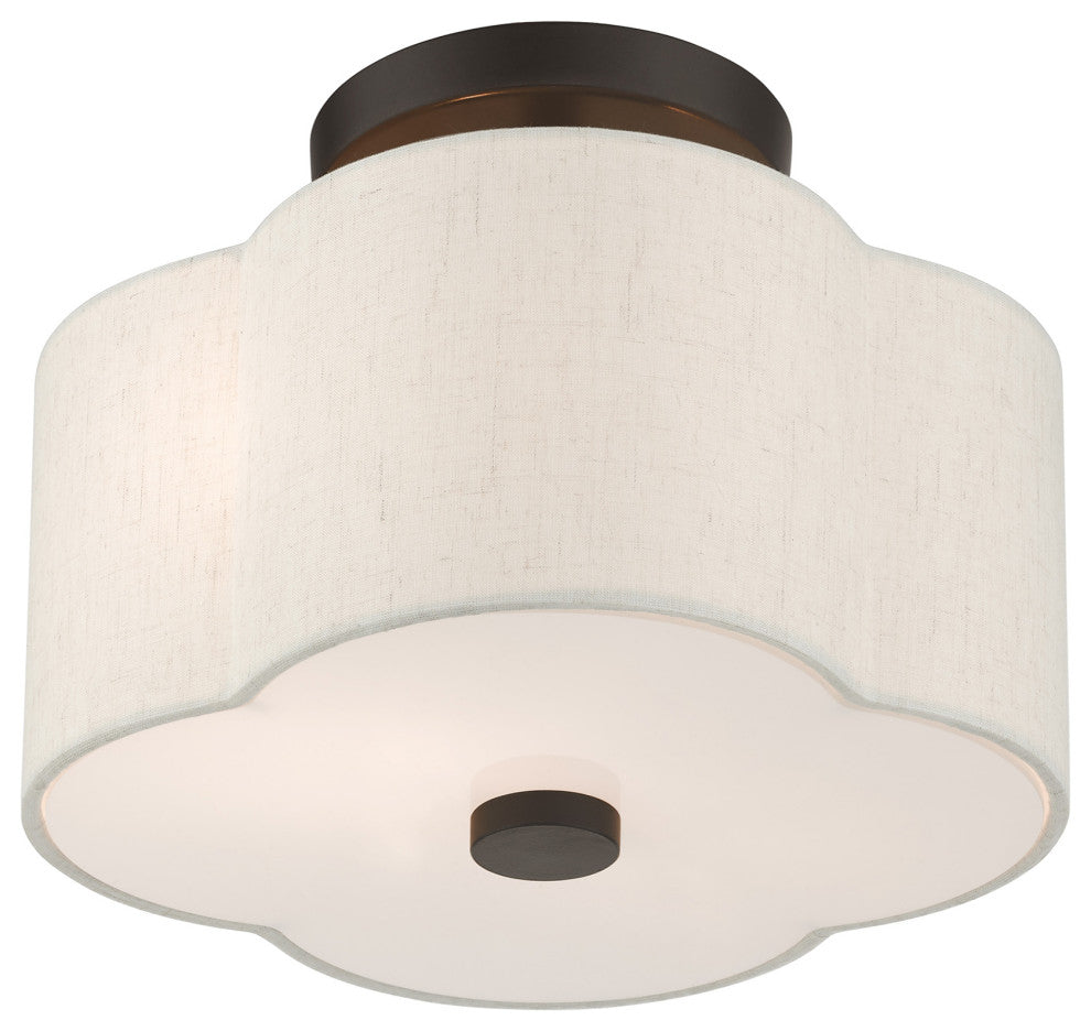 English Bronze French Country, Floral, Transitional, Semi Flush