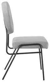 Craft Upholstered Fabric Dining Side Chairs, Set of 2, Black Light Gray