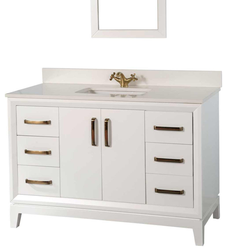 Fabia Collection 48" Bathroom Vanity With Sink, Mirror, Countertop, White