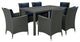 Modway Sojourn 7 Piece Outdoor Patio Sunbrella Dining Set, Canvas Navy