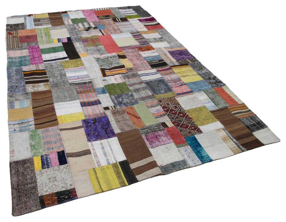Rug N Carpet - Handmade Oriental 6' 7'' x 9' 10'' Rustic Patchwork Kilim Rug
