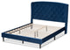 Neda Modern Upholstered Platform Bed, Navy Blue/Dark Brown, King