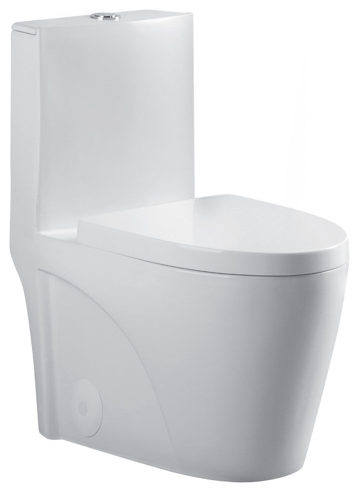 Fine Fixtures Dual-Flush Elongated One-Piece Toilet With High Efficiency Flush, White