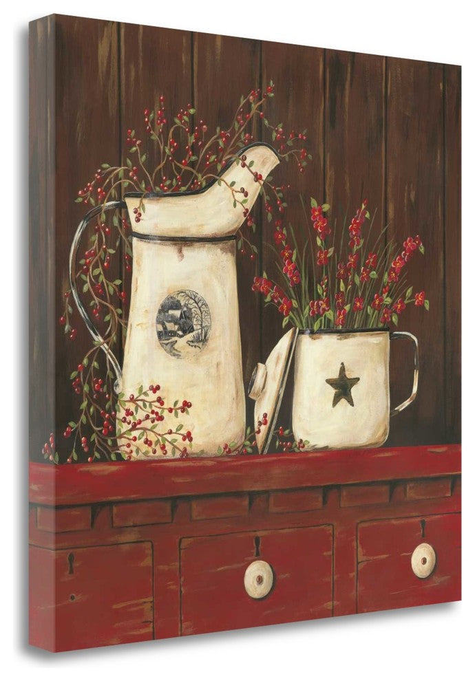 "Red Cupboard I" By Jo Moulton,Ready to Hang Giclee Print on Gallery Wrap Canvas