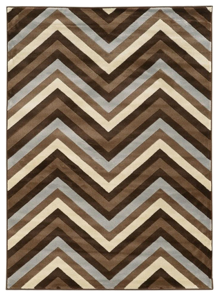 Linon Roma Chevron Power Loomed Polypropylene 8'x10' Rug in Gray Multi-Color
