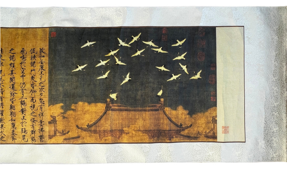 Chinese Calligraphy Ink Writing Horizontal Bird Scroll Painting Wall Art Hws3042