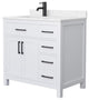 Beckett 36" White Single Vanity, Carrara Cultured Marble Top, Black Trim
