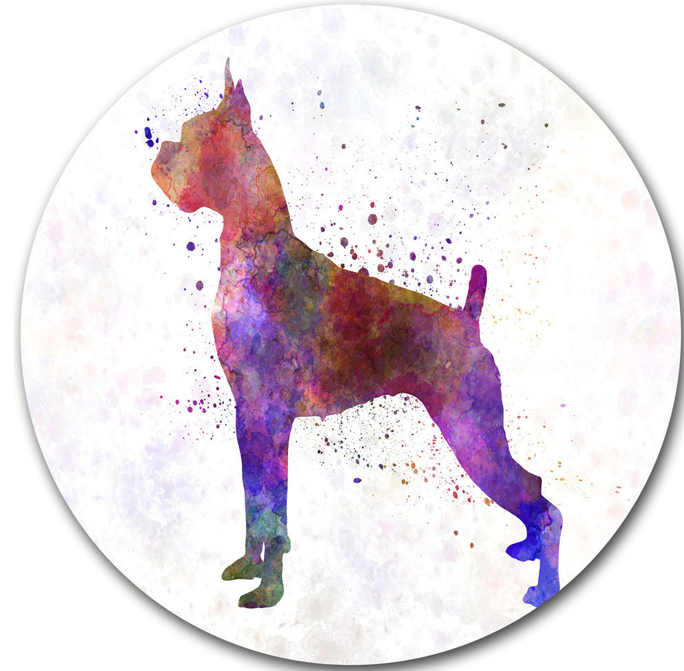 Boxer In Watercolor, Animal Disc Metal Wall Art, 36"