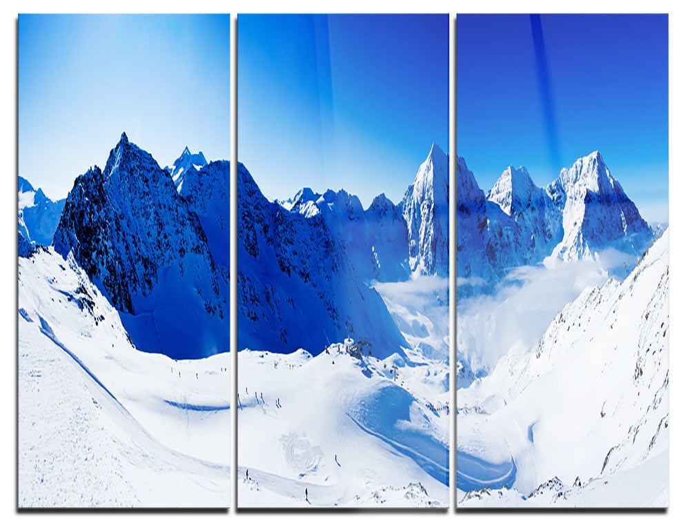 "Blue Winter Mountains" Photography Metal Wall Art, 3 Panels, 36"x28"
