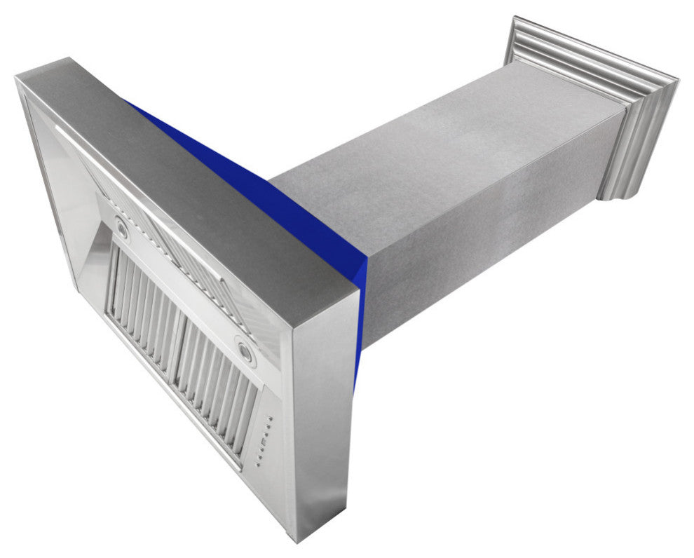 30" DuraSnow Stainless Steel Range Hood With Blue Matte Shell, 8654BM-30