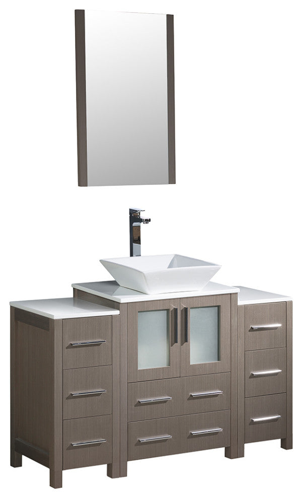 Torino 48" Gray Oak Modern Bathroom Vanity With 2 Side Cabinets, FFT1044CH
