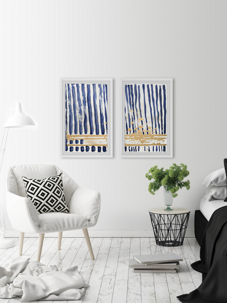Blue Verticals Diptych, 24"x18"