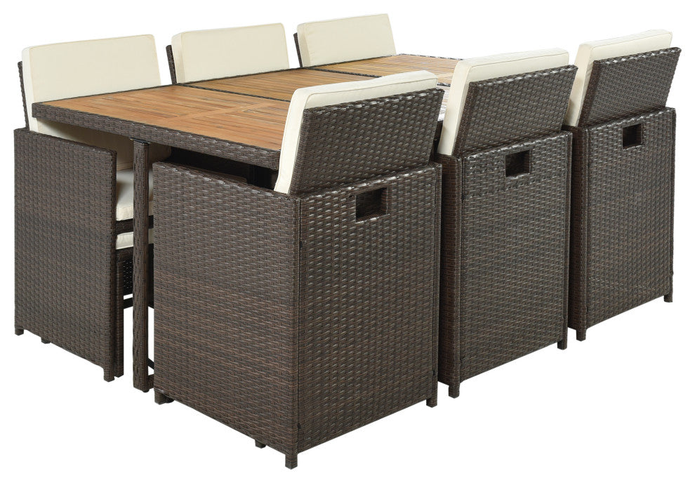 11 Pieces Outdoor Patio Rattan Dining Table Set With Cushions