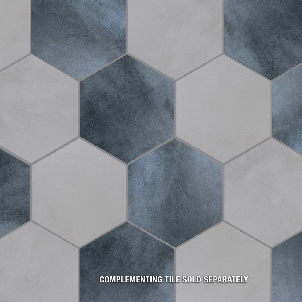 Industrial Hex Multi Mix Porcelain Floor and Wall Tile, White