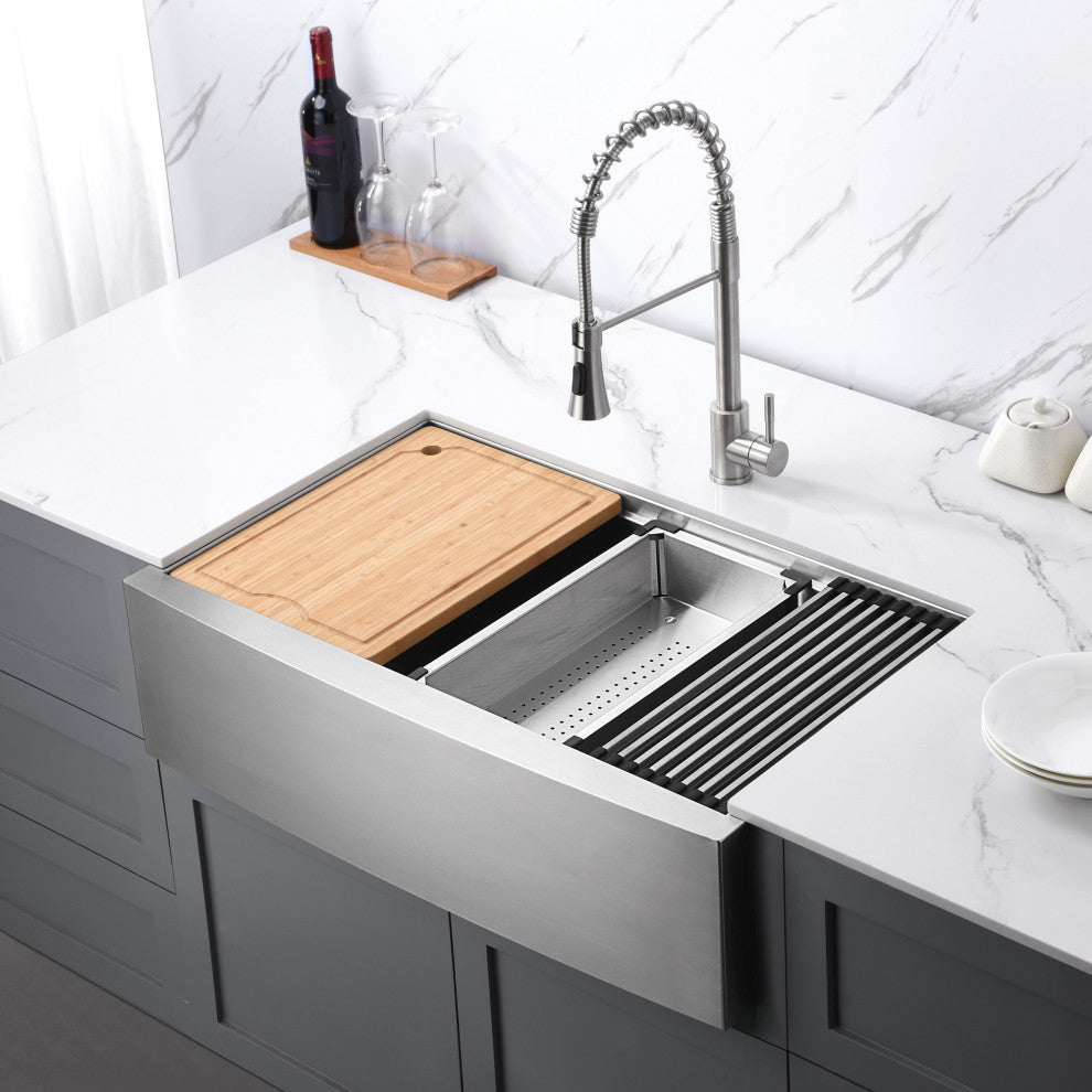 Farmhouse Apron-Front 18-Gauge Stainless Steel Single Bowl Kitchen Sink, 30"