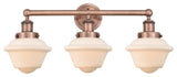 Oxford 3-Light 25" Bath Vanity Light, Antique Copper Finish, Matte White Shade