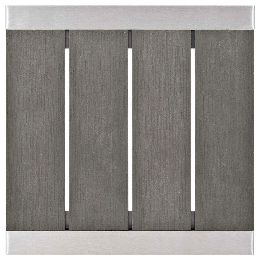 Lounge Chair Chaise Table Set, Aluminum, Metal, Gray, Modern, Outdoor Patio