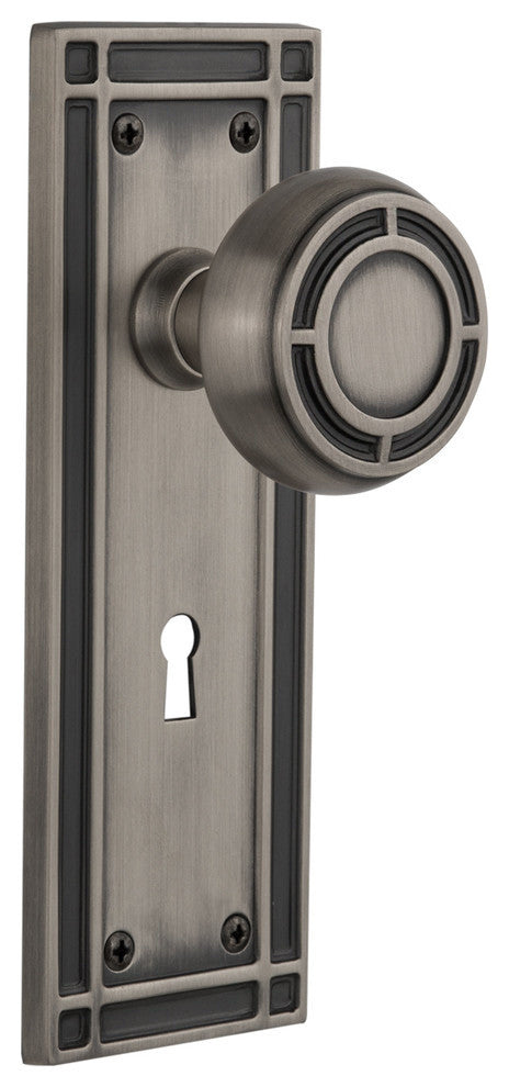 Mission Plate Interior Mortise Mission Door Knob, Antique Pewter