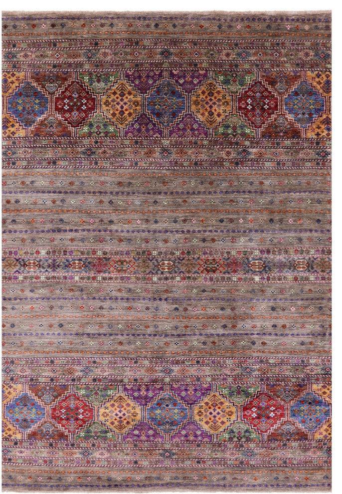 6' 7" X 9' 6" Super Kazak Khorjin Hand Knotted Wool Rug Q9667