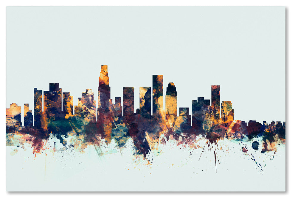 Michael Tompsett ''Los Angeles CA Skyline Blue'' Canvas Art, 12x19