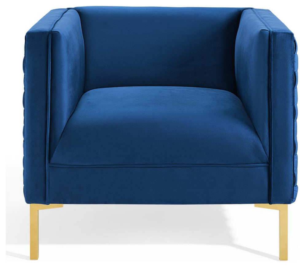 Armchair Accent Chair, Velvet, Blue Navy, Modern, Living Lounge Hospitality