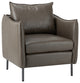 Traditional Leather Armchair With Metal Legs, Gray
