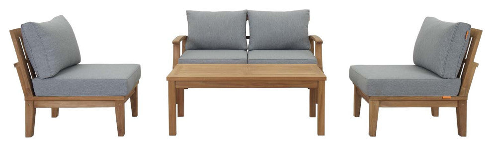 Natural Gray Marina 5 Piece Outdoor Patio Teak Set