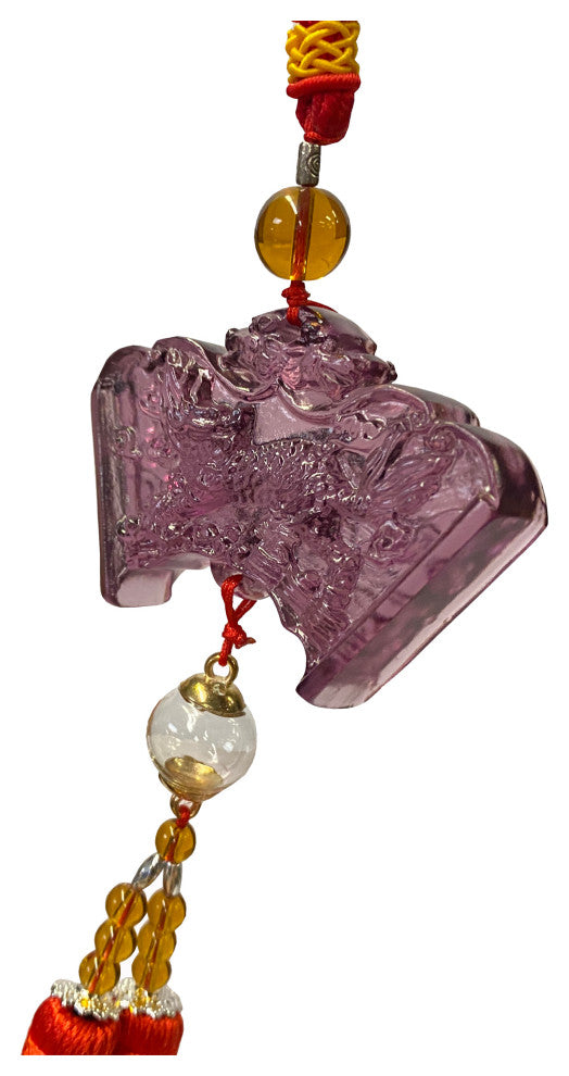 Crystal Glass Fengshui Fortune Purple Kirin Theme Gift Decor Tassel, Hws2173