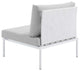 Sectional Sofa Chair Table Set, Sunbrella, Aluminum, White Gray, Outdoor