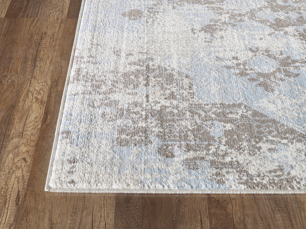 Abani Urbana URB130A Bohemian Distressed Silver and Light Blue Area Rug